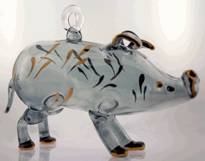 Egyptian blown glass Pig ornament